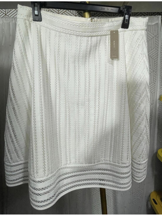 J. Crew Dresses & Skirts - NWT J. Crew Striped Eyelet Skirt White A-line Knee Length Women's Lace Career 12